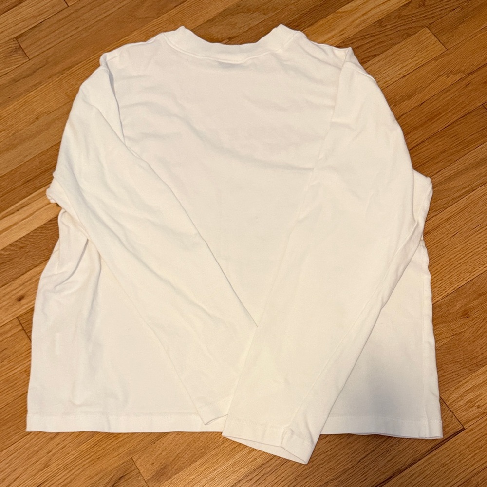 Women’s White Long Sleeve Shirt with Graphic Text - Picture 6 of 7